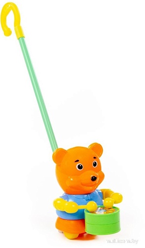 Развивающая игрушка Полесье Каталка Медвежонок с ручкой 96654