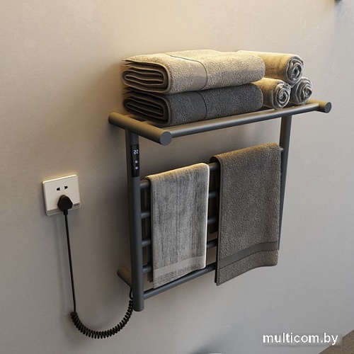 Полотенцесушитель Maxonor PL-TRE03-55-5-3 с полкой (серый, подключение слева)