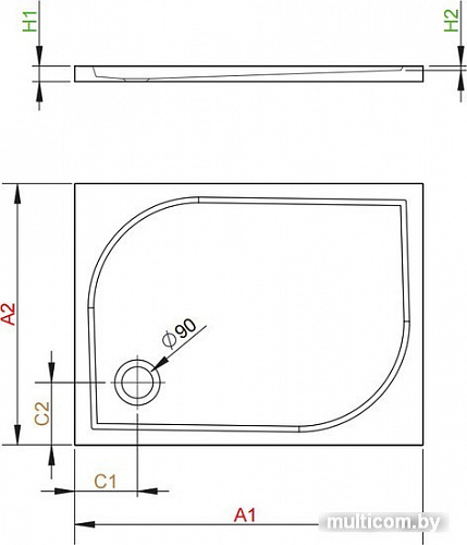 Душевой поддон Radaway Delos D 100x75 [4D17555-03]