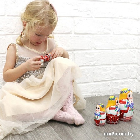 Развивающая игрушка Брестская Матрешка В белорусском национальном платье с орнаментом и букетом васильков (набор 7 шт)