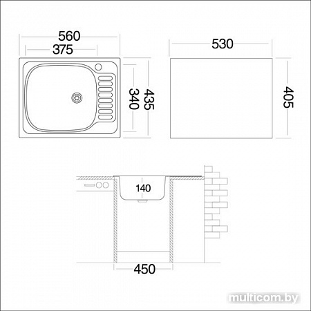 Кухонная мойка Ukinox CLM560.435 --5К 1R