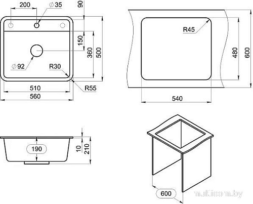 Кухонная мойка Granula Standart ST-5601 (черный)