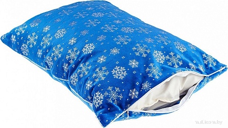 Декоративная подушка Домашняя Мода Новогодний принт (50х35, синий)