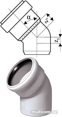 Ostendorf Skolan dB SKB - отвод 56x45° 332120