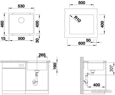 Кухонная мойка ZorG Subline 50 (черный оникс)