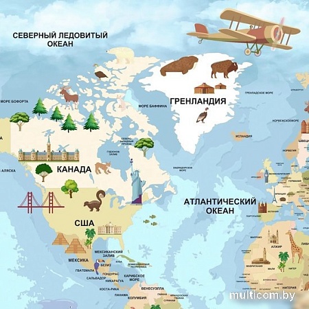 Фотообои Citydecor Детская Карта мира 343 300x260