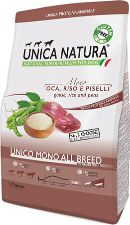 Сухой корм для собак Unica Natura Unico Mono All Breed с гусем, рисом и горохом 2.5 кг