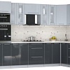 Готовая кухня Интерлиния Мила Пластик 1.68x3.4 PR (туманный глянец/антрацит/бискайская сосна)