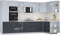 Готовая кухня Интерлиния Мила Пластик 1.68x3.4 PR (туманный глянец/антрацит/бискайская сосна)