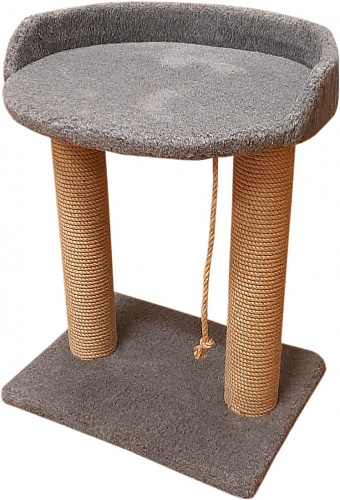 Когтеточка Bast С овальной полкой 55 (джут, серый)