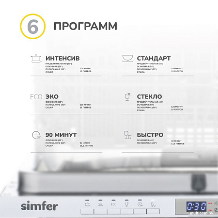 Встраиваемая посудомоечная машина Simfer DGB6601