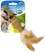 Игрушка для кошек Duvo Plus Мышь из картона с перьями 1717047/DV