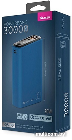 Внешний аккумулятор Olmio QS-30 30000mAh (темно-синий)