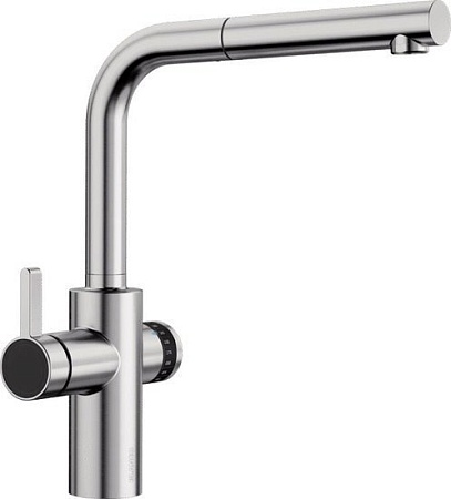 Смеситель Blanco Evol-S Volume с дозатором воды (рычаг слева, нержавеющая сталь)