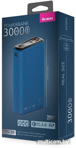 Внешний аккумулятор Olmio QS-30 30000mAh (темно-синий)