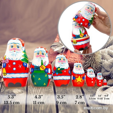 Развивающая игра Брестская Матрешка В виде Санта Клауса (набор 7 шт)