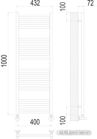 Полотенцесушитель TERMINUS Аврора П20 400x1000 нп