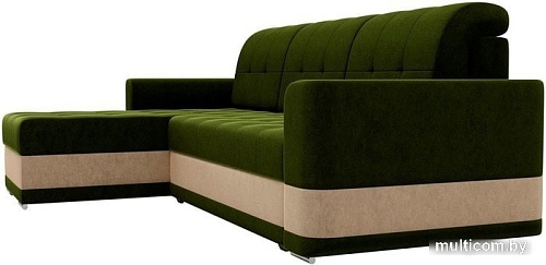 Угловой диван Mebelico Честер 61114 (левый, вельвет, зеленый/бежевый)