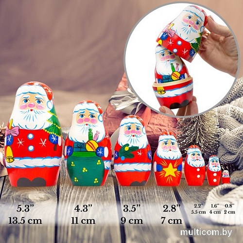 Развивающая игра Брестская Матрешка В виде Санта Клауса (набор 7 шт)
