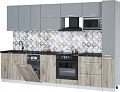 Готовая кухня Интерлиния Мила Лайт 3.2-ПМ4 (серебро/дуб серый/кастилло темный)