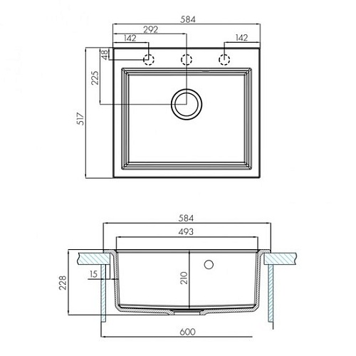 Кухонная мойка Акватон Линеа 58 (серый шелк)