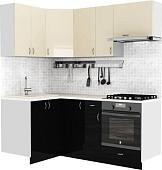 Готовая кухня S-Company Клео глоcс 1.2x1.9 левая (черный глянец/ваниль глянец)