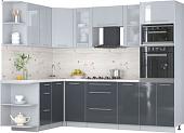 Готовая кухня Интерлиния Мила Пластик 1.68x2.6 LV (туманный глянец/антрацит/бискайская сосна)