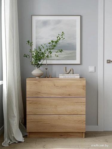 Комод Горизонт Нео 760 3 ящика (дуб золотой крафт)