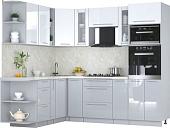 Готовая кухня Интерлиния Мила Пластик 1.88x2.4 LV (белый глянец/туманный глянец/опал светлый)