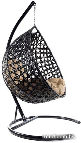 Подвесное кресло M-Group Капля Люкс 11030401 (черный ротанг/бежевая подушка)