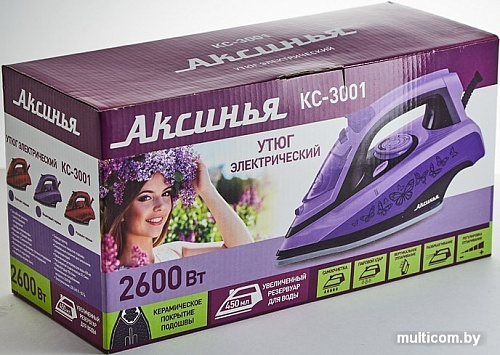 Утюг Аксинья КС-3001 (черный/фиолетовый)