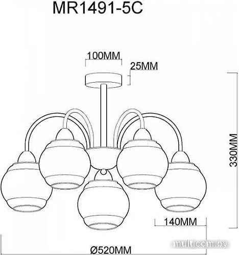 Люстра средней высоты Myfar Kris MR1491-5C