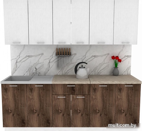 Готовая кухня ЭлиГард Lion 2.2 (белый структурный/дуб нокс/малага)