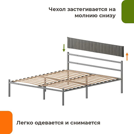 Кровать Домаклево Лофт Компакт 160x190 (серый/темно-серый велюровый чехол)