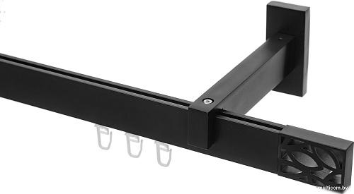 Карниз для штор Sundays Home Флэт Лайн Грид одинарный (черный матовый 1.6 м)