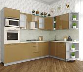 Готовая кухня Интерлиния Мила Пластик 1.88x2.8 правая (капучино глянец/опал светлый)