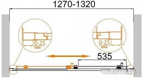 Душевая дверь Cezares Molveno-BF-1-130-P-Cr-IV