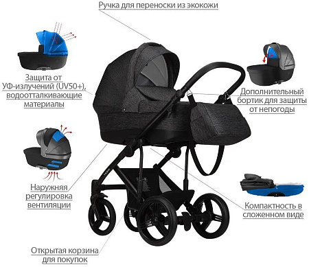 Универсальная коляска BEBETTO Tiger Lux (2 в 1, 06/черная рама)