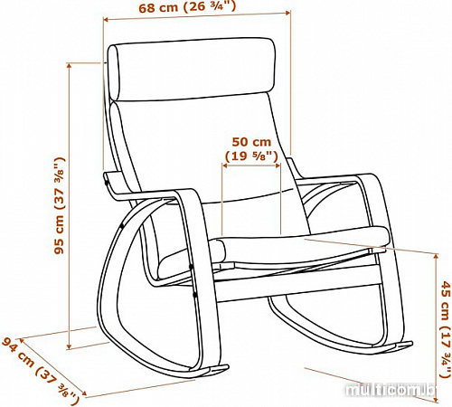 Кресло-качалка Ikea Поэнг (дубовый шпон/глосе светло-бежевый) 392.866.81