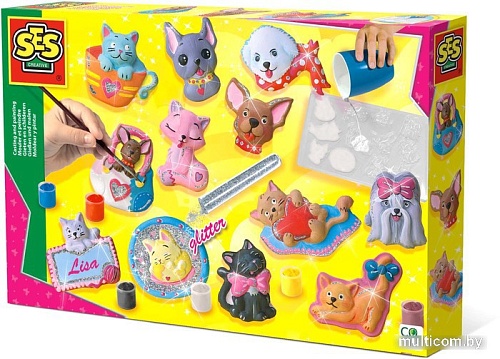 Набор для создания поделок/игрушек SES Creative Из гипса Кошки и собаки 01154