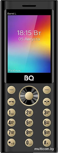 Кнопочный телефон BQ BQ-2458 Barrel L (черный/золотистый)