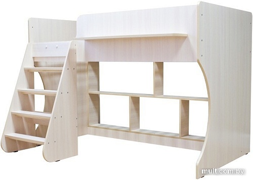 Кровать-чердак Красная звезда Р436 Капризун 2 с полками 160x80 (дуб млечный)
