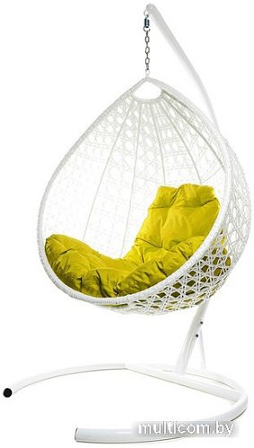 Подвесное кресло M-Group Капля Люкс 11030111 (белый ротанг/желтая подушка)