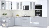 Готовая кухня Интерлиния Мила Пластик 1.88x3.4 LV (белый глянец/туманный глянец/опал светлый)