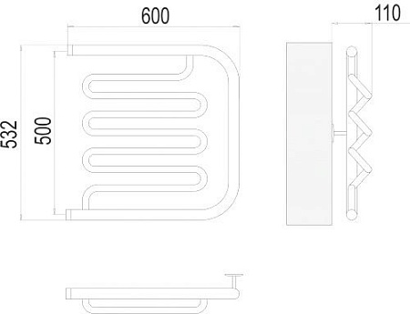 Полотенцесушитель TERMINUS Фокстрот-Лиана 1" 500x600 бп