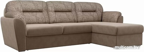Угловой диван Лига диванов Бостон 100537 (коричневый с цветами)