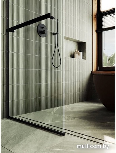 Душевая стенка MaybahGlass 195x109 MGD-708-6у (прозрачное стекло/черный)