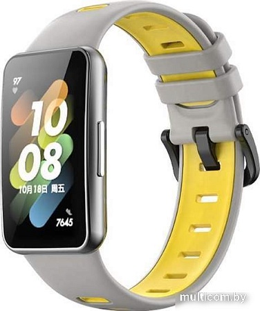 Ремешок Rumi силиконовый для Huawei Band 7 (серый/желтый)