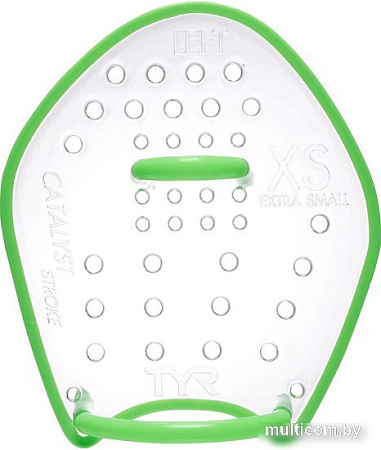 Лопатки для плавания TYR Catalyst Stroke Training Paddles LCATSTK XS (прозрачный/зеленый)