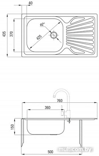 Кухонная мойка Deante Techno ZMU 0110 (сатин)